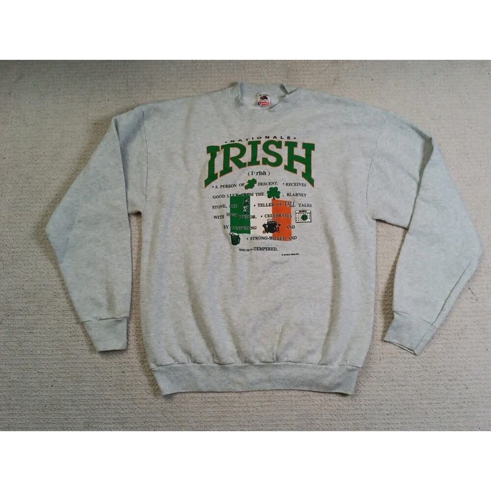 Vintage Nationale Irish Sweater Fruit Of The Loom Made In USA Mens 2XL XXL